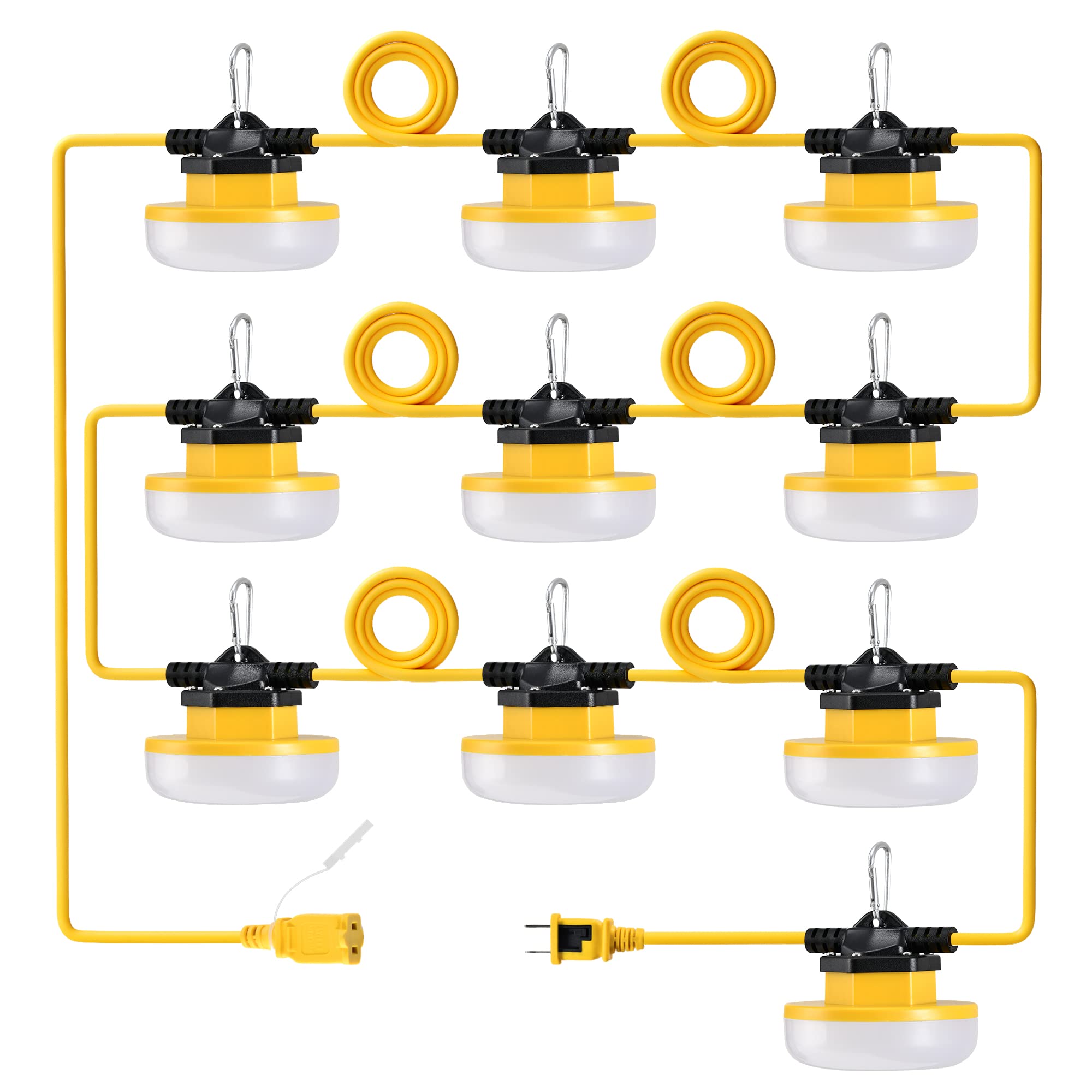 Photo 1 of LEDIARY 100FT LED Construction String Lights, 150W 15000LM String Work Light, Linkable Jobsite Lights, Weatherproof Temporary Lighting Indoor&Outdoor, ETL Listed