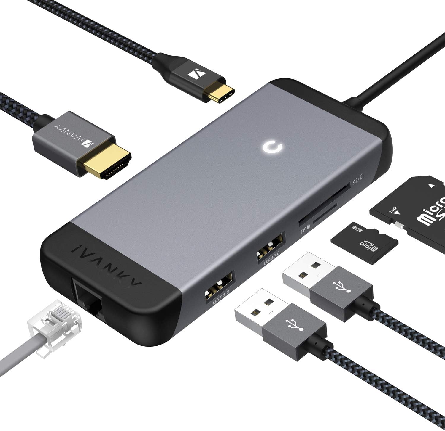 USB C Hub 3.0/3.1 7 in 1,iVANKY USB Docking Station HDMI Type, HDMI 2.0(4K@30Hz),100W PD Charging,SD,TF Card Reader,Compatible with MacBook Pro,Dell, macOS,HP,Surface Pro, Windows: Computers & Accessories