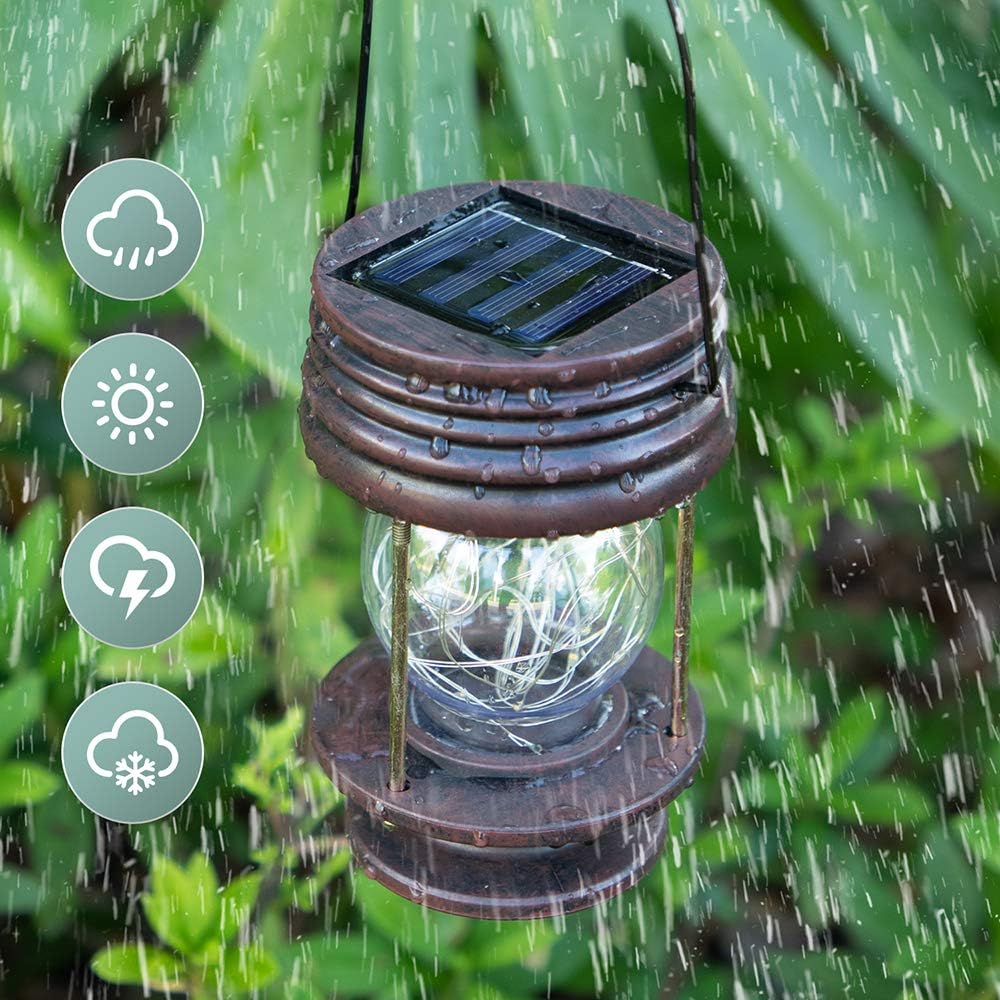 pearlstar Solar Lanterns Outdoor - Hanging Solar Landscape Lights Waterproof Table Lamps with Retro Design, LEDs Fairy Lights for Patio, Garden, Yard, and Pathway Decoration(2 Pack): Home Improvement