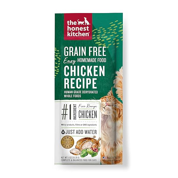 THE HONEST KITCHEN DEHYDRATED GRAIN FREE CHICKEN CAT FOOD, SINGLE SERVE PACK, 1 OZ X10
