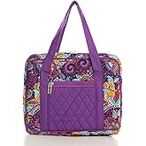 DIWI Quilted Bible Cover Extra Large Sizes 11.25 X 8.25 X 2.75 Inches Bible Tote Good Book Case (XL, C2 Purple Garden)