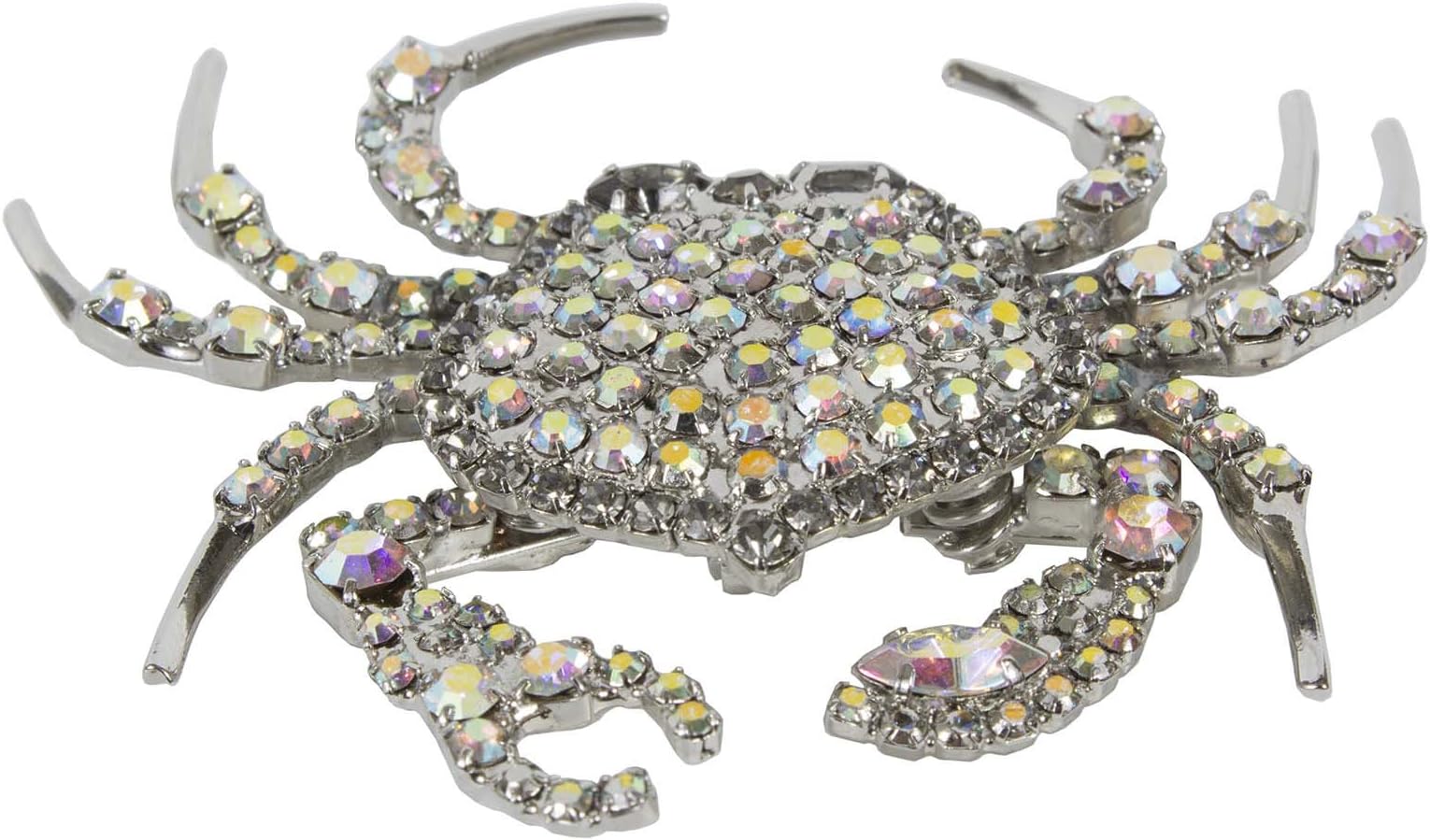 Albert Weiss Crab Pin with Movable Claws with Swarovski Aurora Borealis Crystal