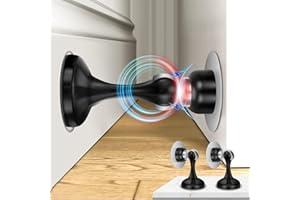 Profasion 2 Pack Magnetic Door Stoppers, Stainless Steel Door Stops for Wall and Floor Mounting, Door Holder Keep Door Open, No Drilling Door Stop with 3D Adhesive Tapes, Black