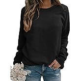 Smile Fish Womens Crewneck Long Raglan Sleeve Sweatshirt Relaxed Fit Pullover Tops