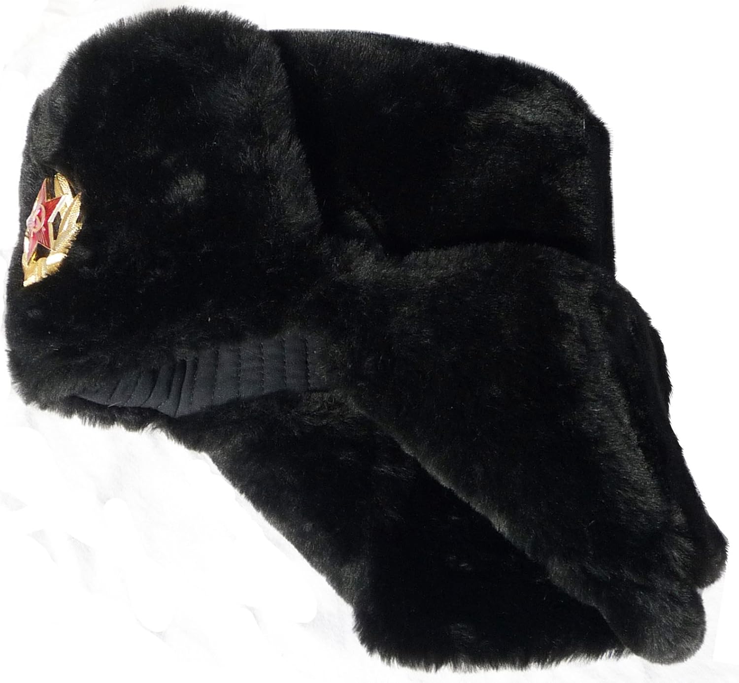 SIBERHAT Hat Russian Soviet Army KGB Fur Military Cossack Ushanka Size XL Black: Clothing