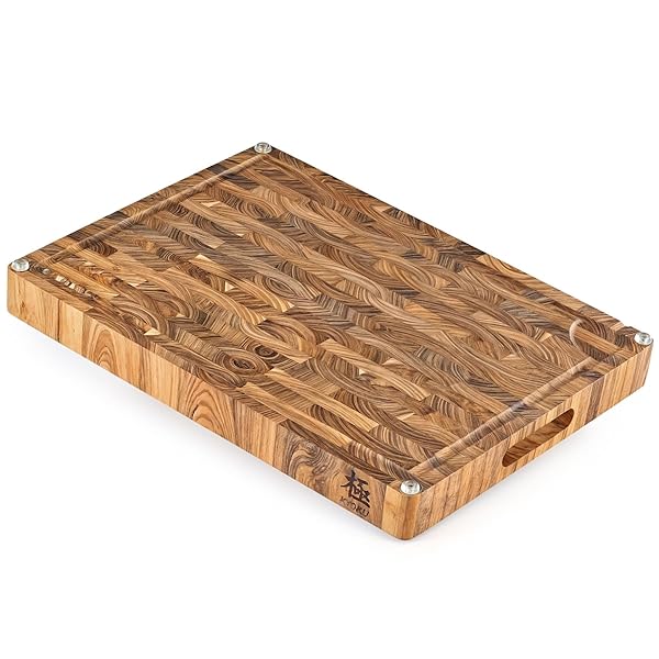 KYOKU END GRAIN WOOD CUTTING BOARD, 20X15 IN....