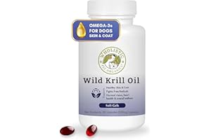 Wholistic Pet Organics Krill Oil for Dogs - Dog Itching Skin Relief & Joint Health - Omega 3 Supplement for Skin & Coat Support, Allergy Relief, Senior Dog Supplements, and Healthy Coat for Dogs