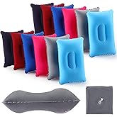 Geelin 12 Pack Inflatable Travel Pillow Squared Flocked Fabric Air Pillow Ultralight, Compact and Comfortable for Traveling, Camping, Hiking, Napping, Desk Rest, Neck Lumbar Support(13.39" × 8.66")