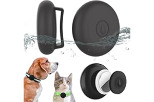 WTYSSN Airtag Dog Collar Holder Waterproof, Hidden Silicone Waterproof Airtag Case for Pet Cat Dog GPS Tracker, Anti-Lost Waterproof Airtag Holders Compatible with Apple AirTag for Dog Cat Collar (Black)