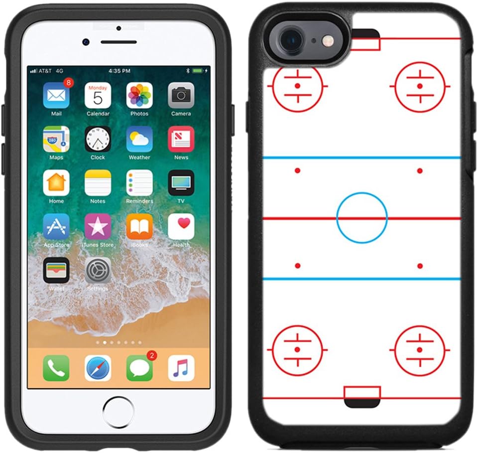 Teleskins Protective Designer Vinyl Skin Decals/Stickers Compatible with Otterbox Symmetry iPhone 8 / iPhone 7 / SE 2020 Case - Ice Hockey Rink Design Patterns - only Skins and not Case