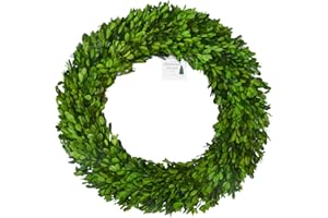 BOXWOOD VALLEY 24 inch XX-Large Preserved Boxwood Wreath, Christmas Wreath Wedding Home Decoration, Farmhouse Style Realistic Full Green Real Boxwood Wreath, Indoor Home Decor