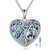 POPLYKE Sterling Silver Urn Necklace for Ashes for Women Cremation Necklace Jewelry for Mom