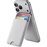 Leatherboss Magnetic Mobile Wallet & Cardholder Stand | Slim Compatible Holder for iPhone & Android (Beige)