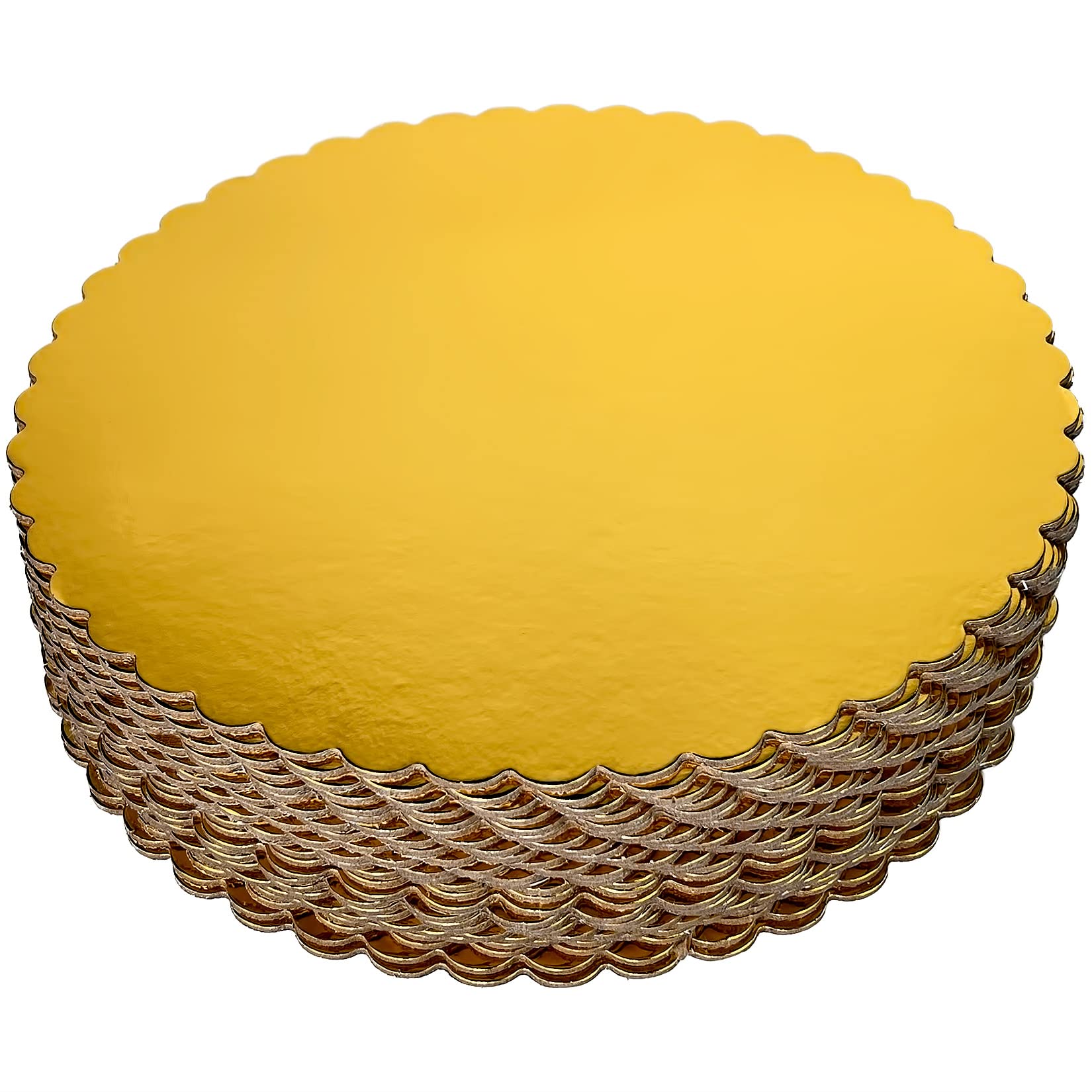 Photo 1 of 15-Pack 14 inch Sturdy Round Cake Boards, Gold Cardboard Cake Circles Plate Scalloped Base,Pack of 15