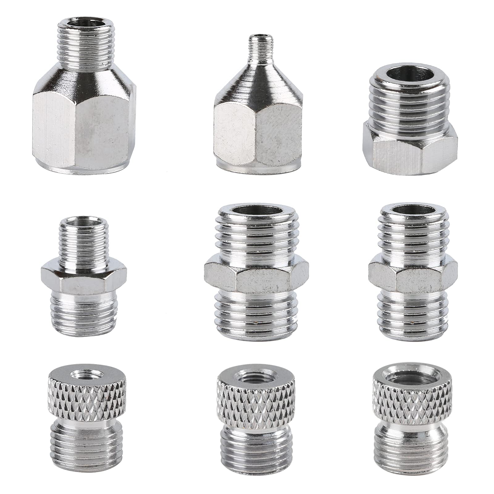 SAGUD 9pcs Airbrush Adapter Set Air Brush Fitting Connector Kit Airbrush Accessories for Mini Air Compressor and Air Hose Supplies