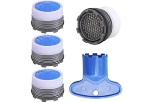 MOILINJAEY 4PCS Faucet Cache Aerator and 1PCS Cache Faucet Aerator Key, 16.5mm Water Saving Flow Restrictor Set Replacement Parts for Kitchen High Speed ​​Aerator Bathroom Sink Aerator (1.2GPM)
