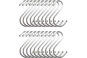 S Hooks,20 Pack 3 Inch Metal S Shaped Hanging Hooks,Heavy Duty S Hooks for Hanging Pots Pans,S Hangers for Kitchen Bathroom C