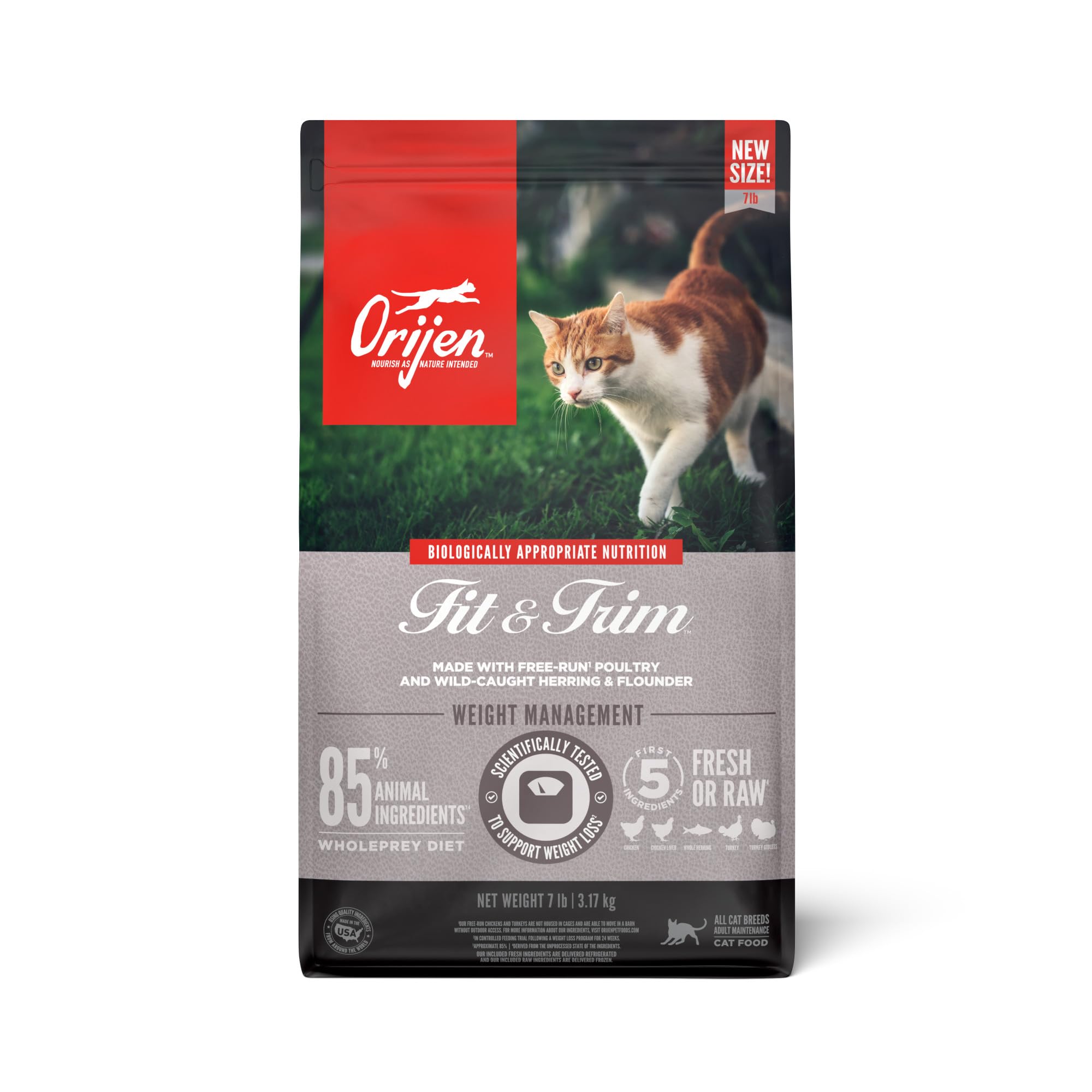 ORIJEN Fit & Trim Grain Free High Protein Premium Dry Cat Food 7lb Bag Image