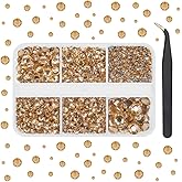 qiipii Champagne Resin Crystal Rhinestones for Bedazzling Crafting 2mm 3mm 4mm 5mm 6mm Flatback Golden Stones Gems Crystals Diamonds for Nails Face Eyes Makeup Tumblers Bottles Crafts Clothes Shoes