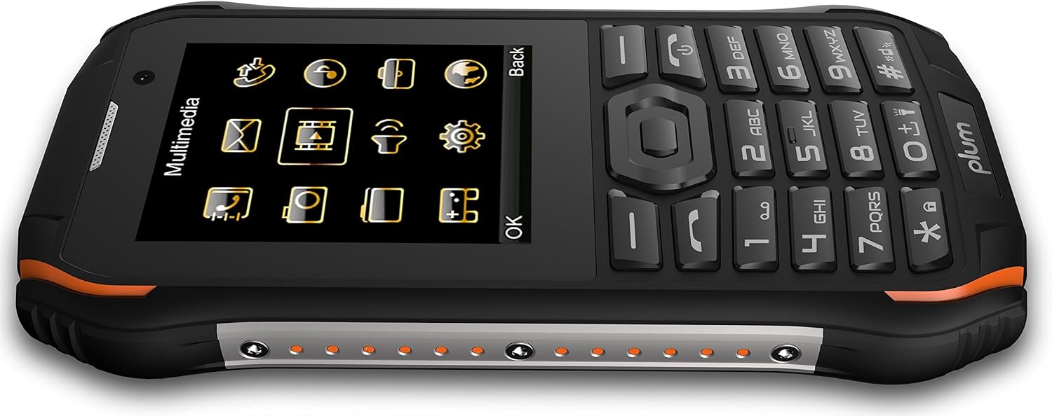 Plum Ram 7-3G Rugged Unlocked Cell Phone GSM - IP68 Certified Military Grade Water Shock Proof ATT Tmobile Cricket Metro Mint Net10 Straight Talk Walmart Mobile Consumer Cellular, Black Orange