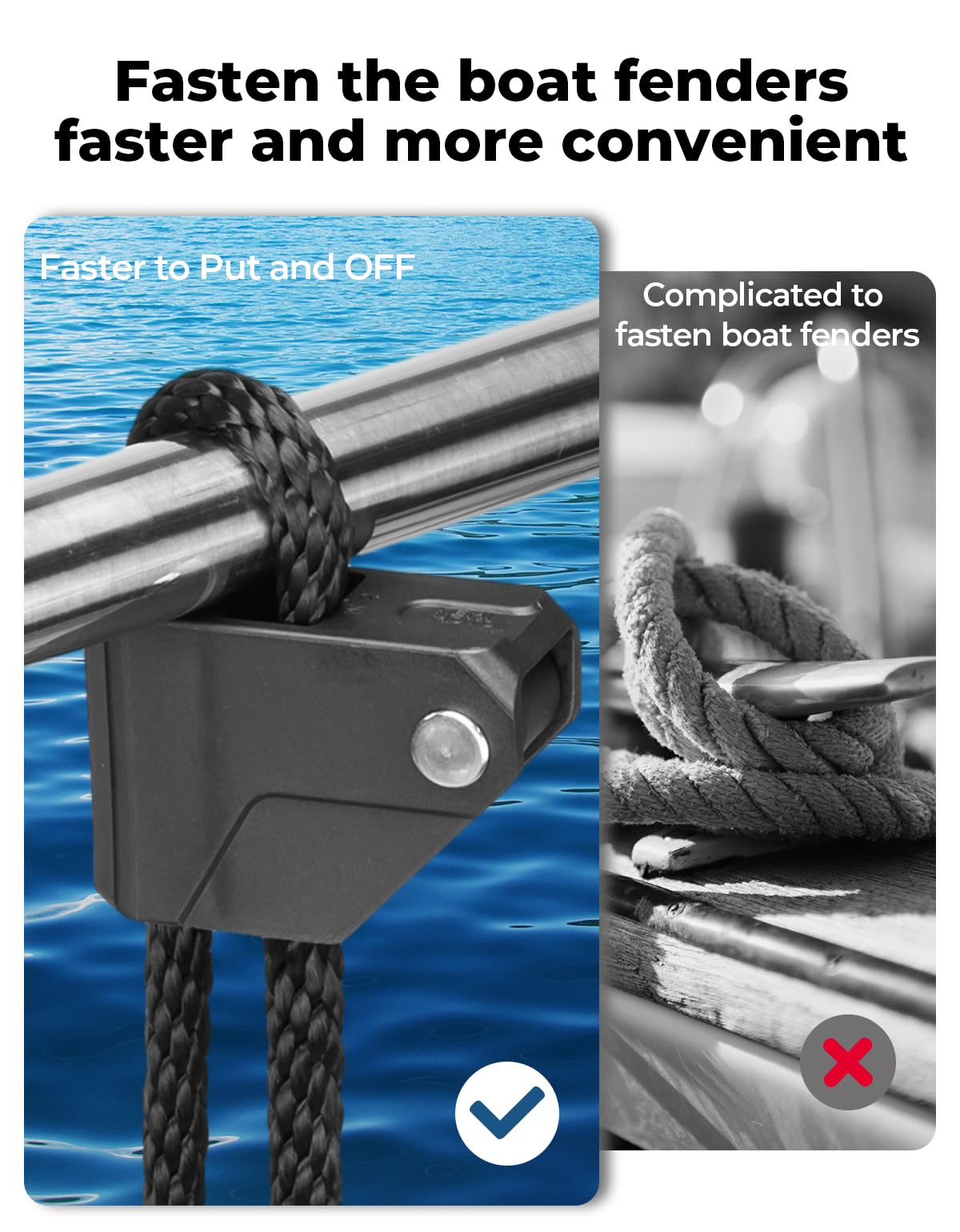 KEMIMOTO Boat Fender Clips,Quick Release Adjustable Boat Rail Cleats Fender Clips for Boat Bumpers, Boat Bumper Holder Hanger Adjuster for Pontoon Boat Bass Boat Jon Boat
