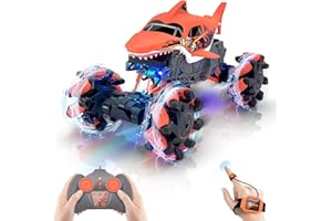 ChicMart Remote Control Car, Shark Monster Truck with Gesture Sensor, 1:16 30km/h Off-Road Rc Cars, 360°Rotation All Terrain 2.4Ghz 4WD Truck Toy Gift for Boys Girls 3+ Years