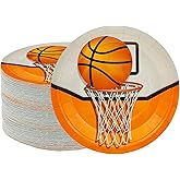 GOGUOGOFA 50Pcs Basketball Party Supplies - 7inch Paper Plates for Boys Sports Theme Birthday Party Decorations
