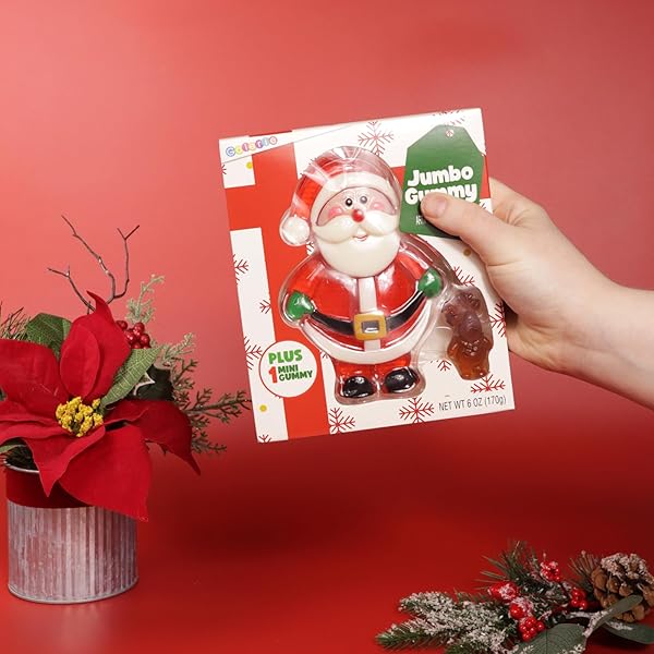 GALERIE JUMBO CHRISTMAS GUMMY, FRUIT PUNCH FLAVORED CANDY, STOCKING STUFFER GIFTS, STYLE MAY VARY, 6 OUNCES