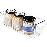 iDesign Linus Plastic Fridge and Freezer Storage Organizer Bin with Handle, Clear Container for Food, Drinks, Produce Organization, 11.5" x 4" x 3.5" - Clear