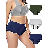 Neione Women Period Underwear Heavy Flow High-Waisted Cotton Postpartum Panties Menstrual Briefs Holds 5 Tampons
