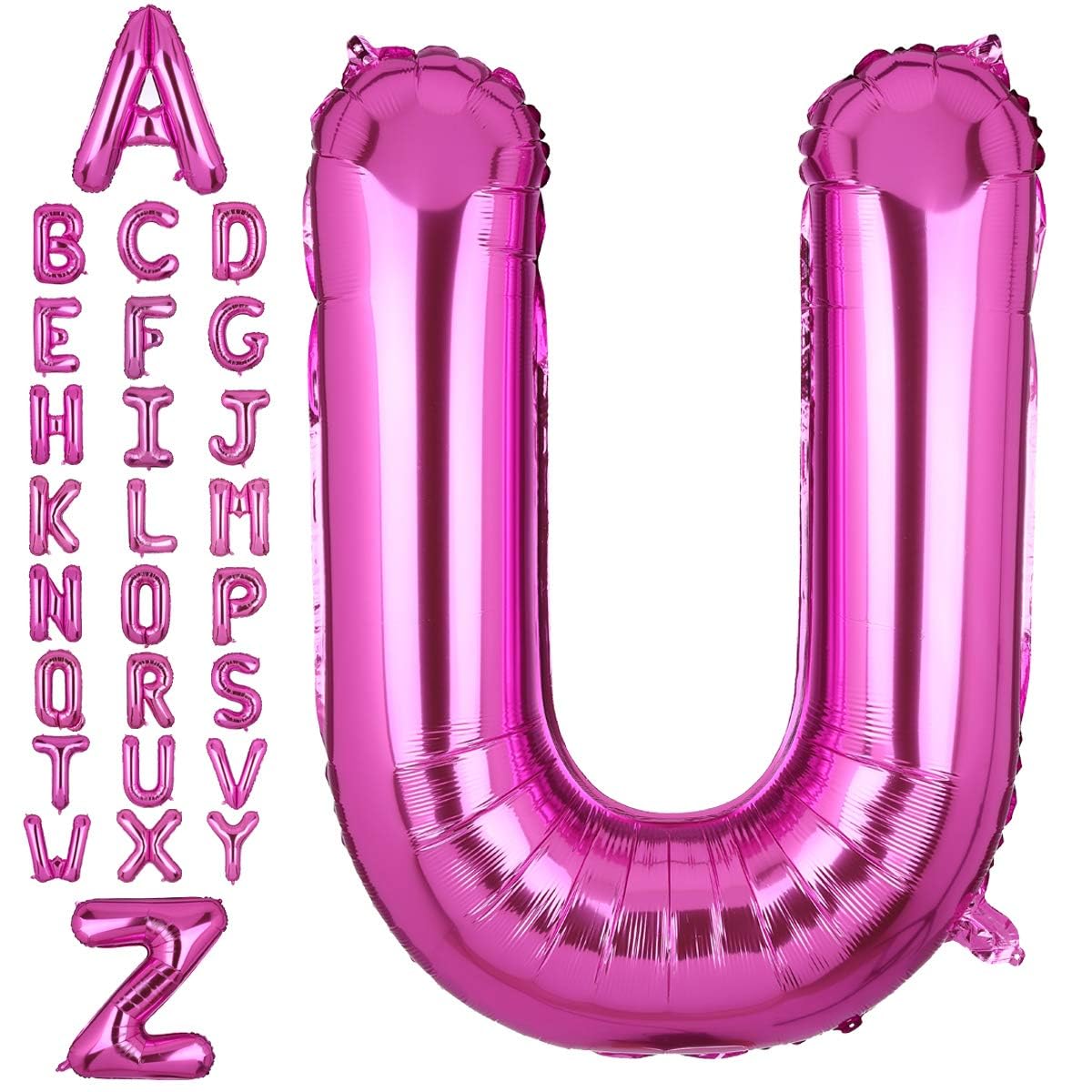 40 Inch Giant Pink Letter U Foil Helium Balloons Big Single Mylar Balloon Birthday Party Decoration Supply Baby Shower (Pink U)