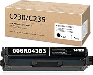 Amazon.com: C230/C235 Black Toner Cartridge 006R04383: DOPHEN 1 Pack Standard Capacity Toner 