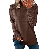 OFEEFAN Long Sleeve Shirts for Womens Fall Fashion 2026 Crewneck Oversized Sweatshirt Tunic Tops to Wear with Leggings