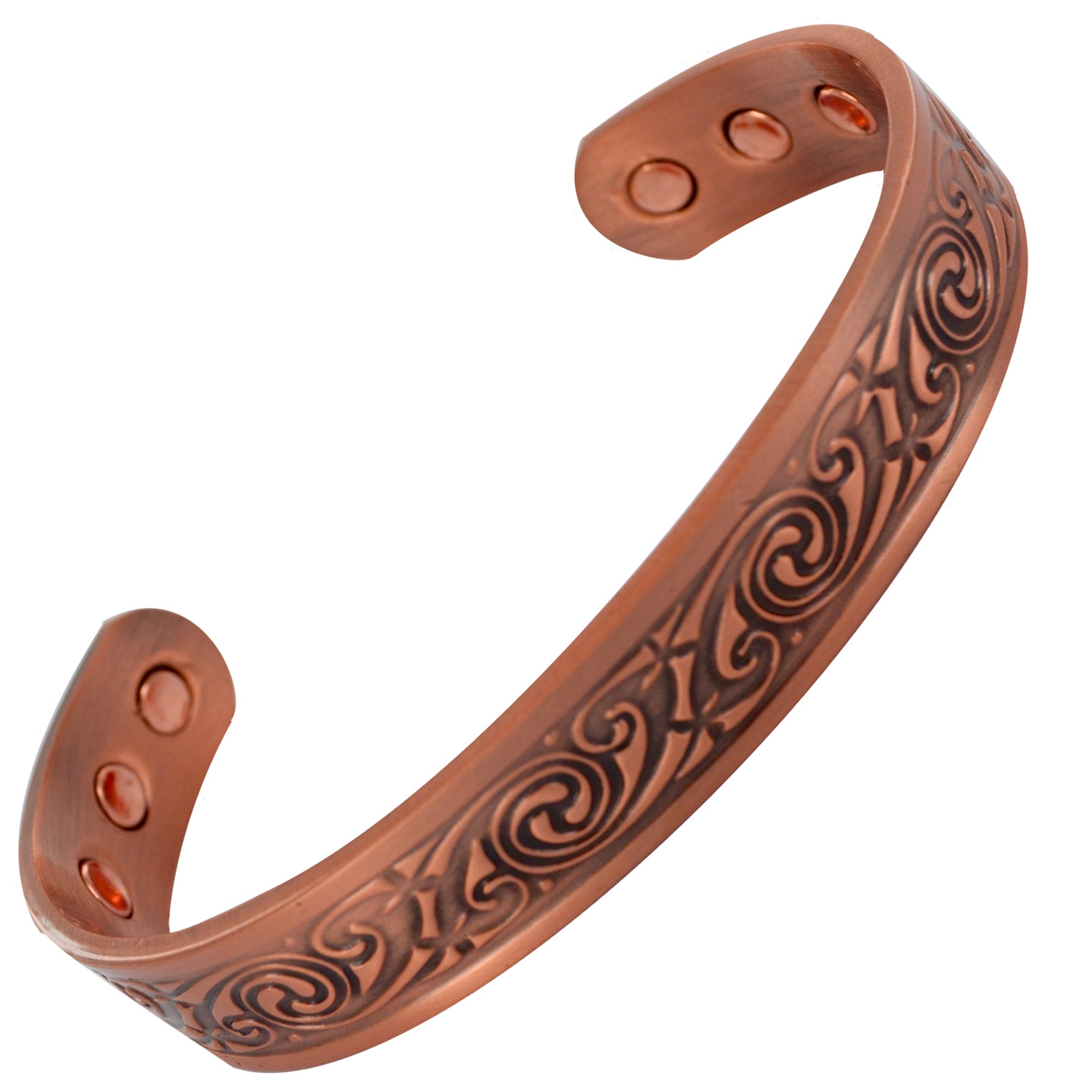 Stargems® PURE COPPER MAGNETIC BRACELET BANGLE 6 MAGNETS CELTIC Cuff Wrist Band for Women Ladies or Mens + VELVET GIFT POUCH!