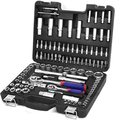 WORKPRO 108-Piece 1/4 and 1/2 Inch Drive Socket Set with Bits
