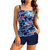Women Tankini Swimsuit with Shorts - Two Piece Tummy Control Bathing Suit Top with Pockets Boyshorts 2025 Swimwear