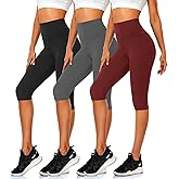 CTHH Women's Knee Length Leggings-High Waisted Capri Pants Biker Shorts for Women Yoga Workout Exercise Short Casual Summer