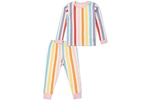 MONICA + ANDY Toddler & Kids Two Piece Pajama Set, 100% Organic Cotton Clothes for Boys & Girls, Children PJs