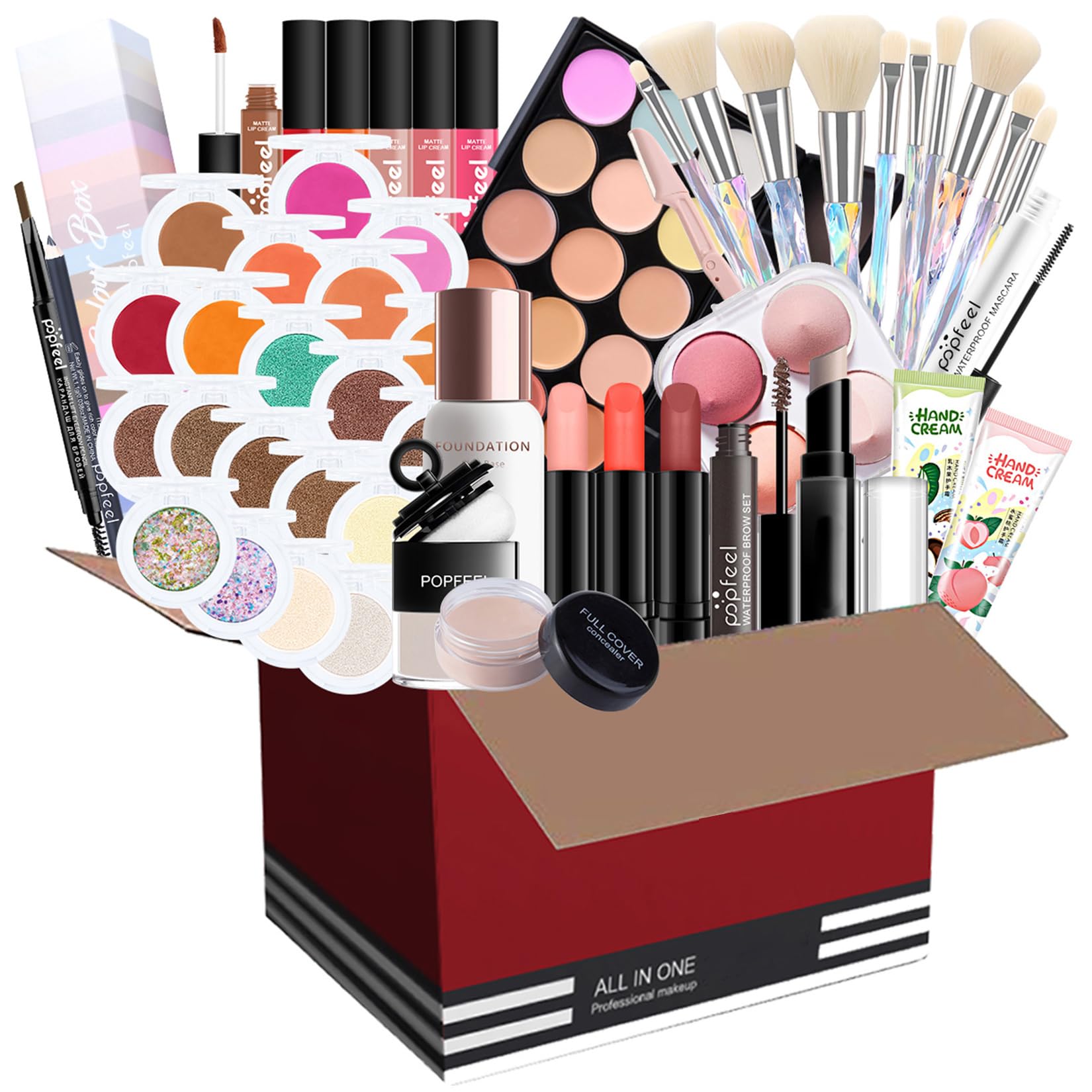Professional Makeup Set,MKNZOME Essential Make Up Set With Cosmetic Bag Portable Travel Make-up Palette Birthday Xmas Gift Set Makeup Brush Set Eyeshadow Foundation Lip Gloss for Teenagers & Adults