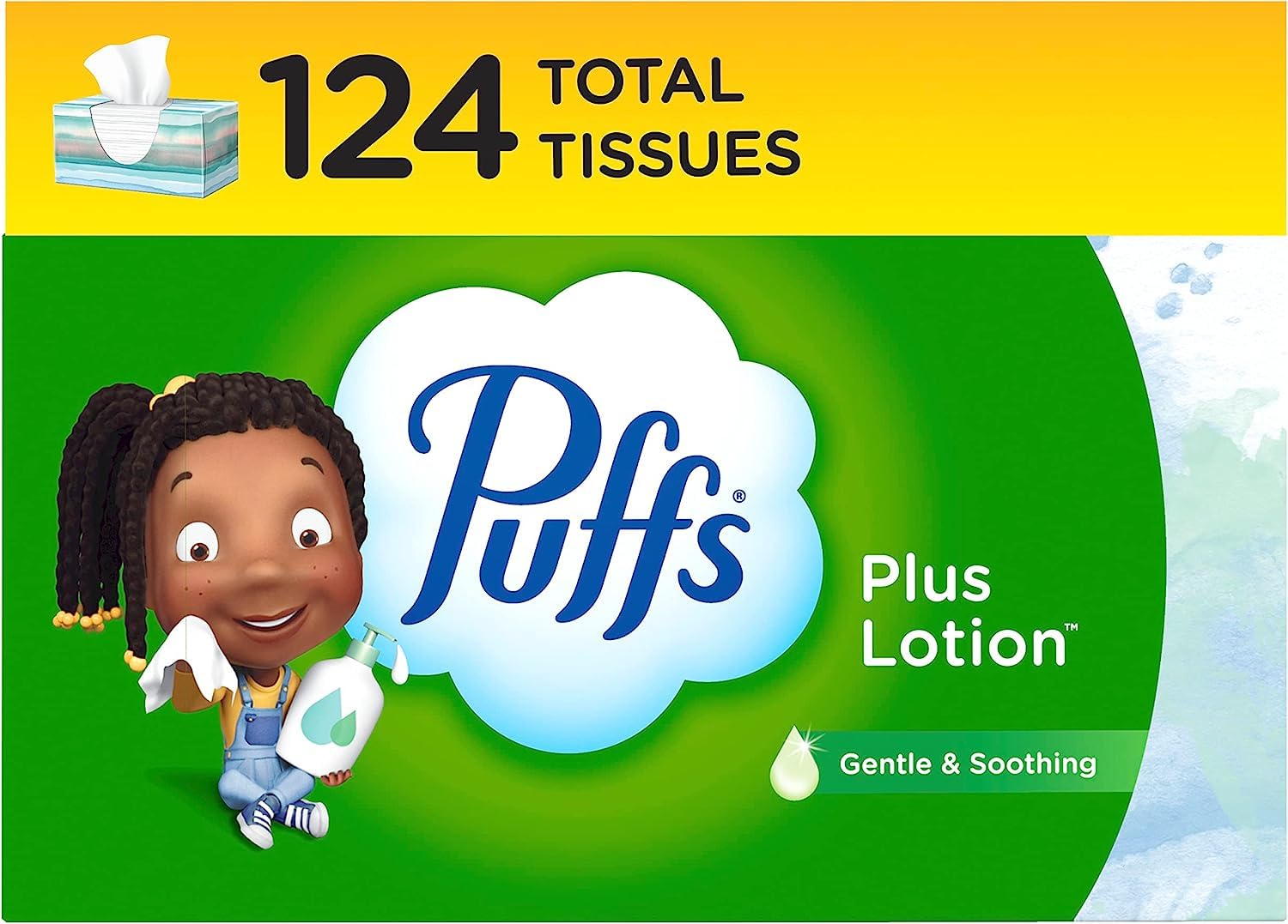 Photo 1 of Puffs Plus Lotion Facial Tissue, 1 Family Box, 124 Tissues Per Box