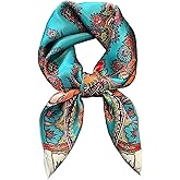 ANDANTINO 100% Mulberry Silk Square Scarf for Hair-25.6" X25.6'' Women Men Natural Silk Neckerchief Digital Printed Headscarf