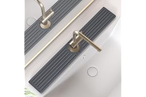 TELOMET Faucet Mat for Kitchen Sink, Water Absorbent Kitchen Faucet Mat, Durable Sink Splash Guard with Raised Feet, Diatomite Fast Drying Kitchen Sink Faucet Mat, Bathroom Stone Drying Tray for Counter