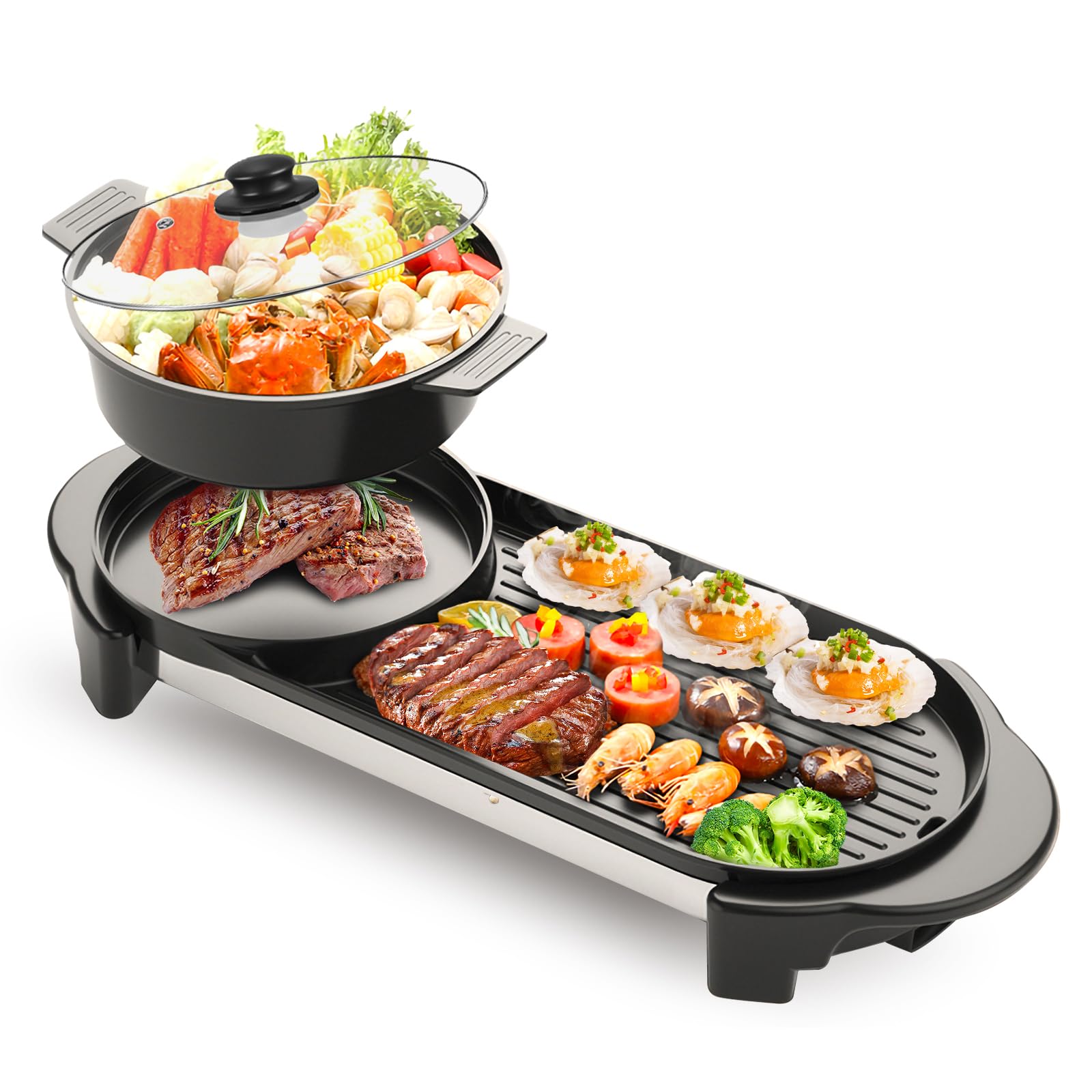 BOEASTER 2 in 1 Electric Smokeless Hot Pot with