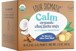 Chai Latte by Four Sigmatic | Organic Instant Chai Latte with Turkey Tail, Reishi Mushrooms & Coconut Milk Powder | Supports Gut & Digestion Health | Decaf, No Dairy & Gluten-Free | 10 Count