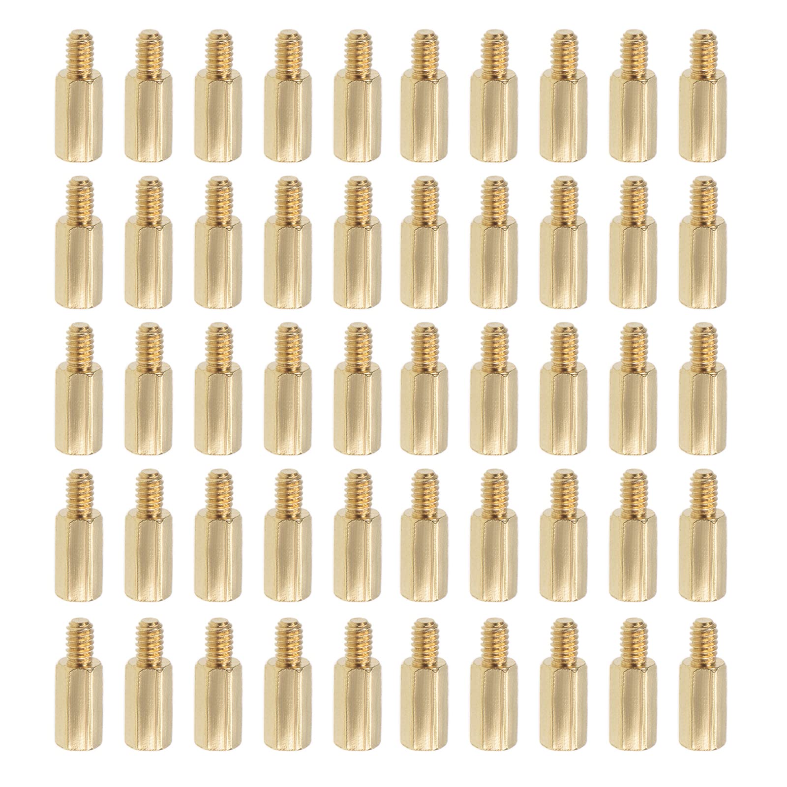 YOKIVE 50 Pcs M2 Standoff Screws, Brass Hex PCB Standoffs, Keep Height Consistent, Great for Motherboard (Gold Tone, 6mm+3mm)