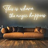 Super Large This Is Where The Magic Happens Neon light, 83” This Is Where The Magic Happens Neon Sign Large with Remote Dimmer, Neon Light Signs for Wedding, Birthday, Christmas Party, Warm White