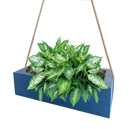 LIVEONCE Wood Box Planter Hanging -Color-Dark Blue