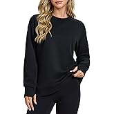 MAGCOMSEN Women's Fleece Lined Sweatshirts Pullover Crewneck Sweater Loose Fit Casual Winter Warm Tops with Thumb Holes