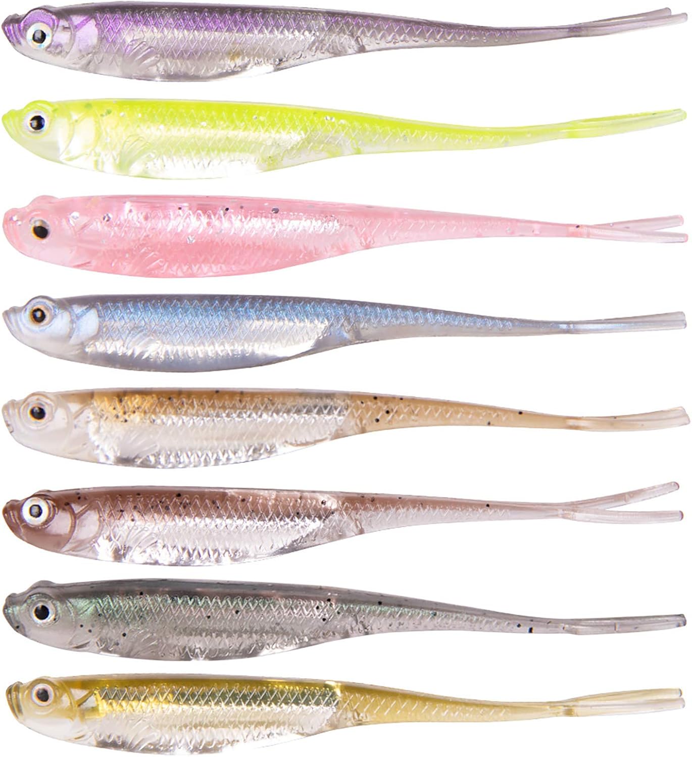 Dr.Fish Lot 6 Soft Lures Split Tail Fishing Lures Wiggle Shad Bait Soft Plastic Bass Perch 3in Watermelon : Sports & Outdoors