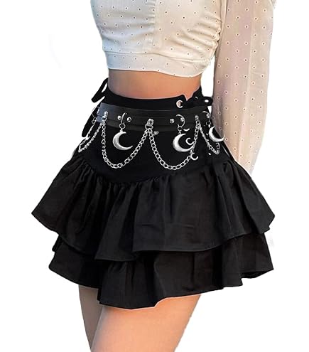 Amazon.com: Allpunkall Goth Lace Mini Skirt for Women Punk Black A